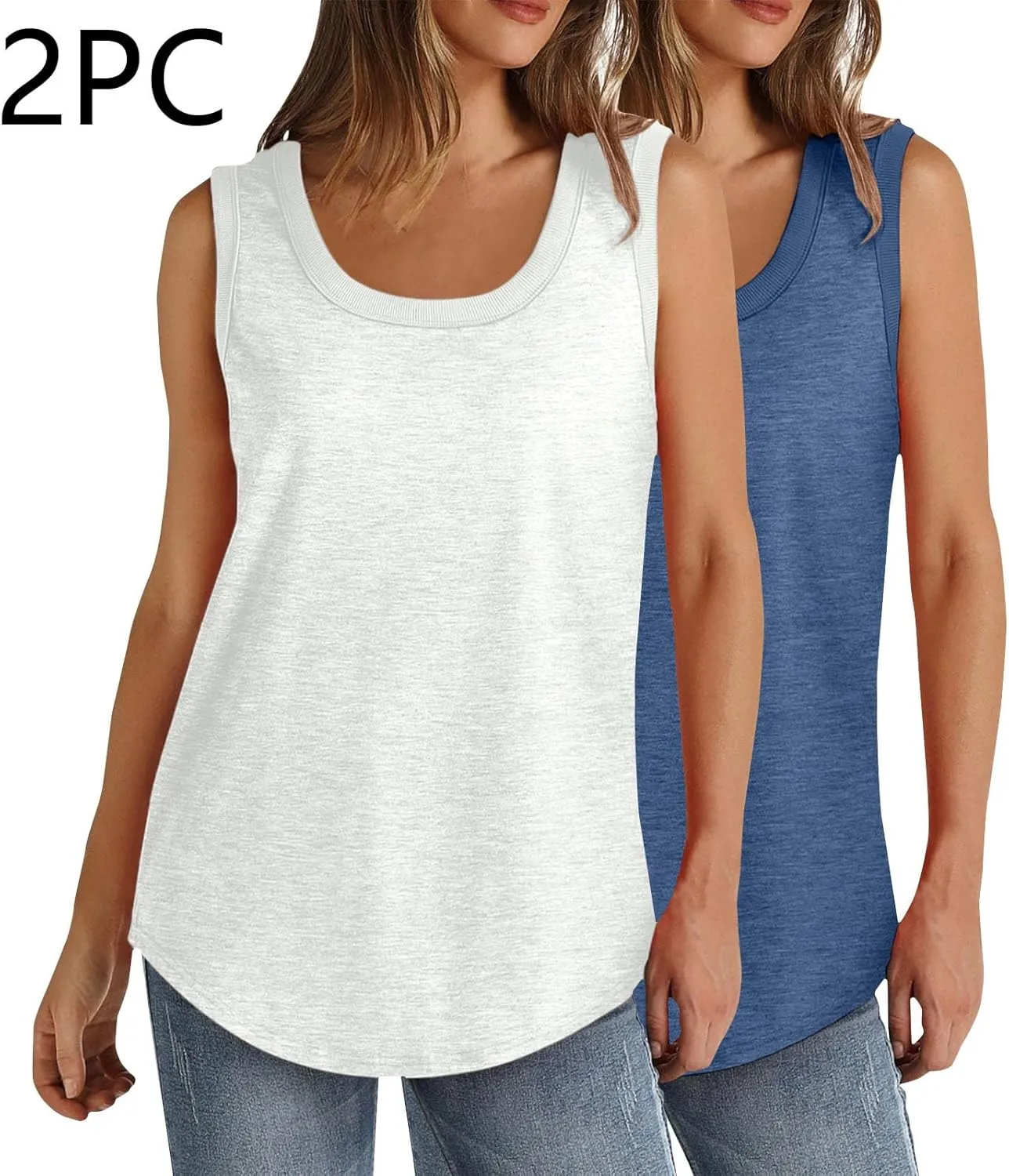 2 Pack Tank Tops for Women Athletic Spring Cami T-Shirts 2025 Racerback Basic Summer 2024 Camisole Fashion Clothes