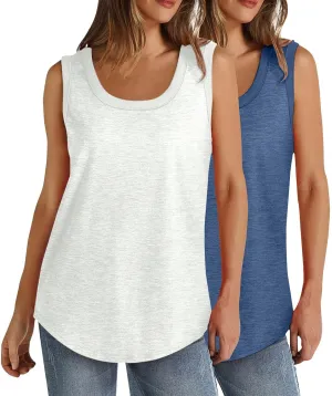 2 Pack Tank Tops for Women Athletic Spring Cami T-Shirts 2025 Racerback Basic Summer 2024 Camisole Fashion Clothes