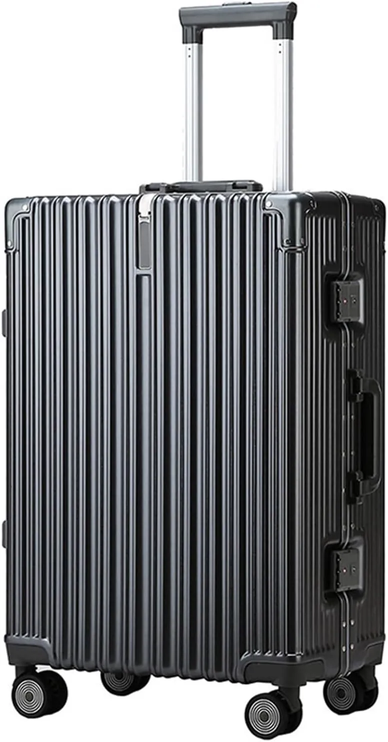 22in Aluminum Frame Carry-On Suitcase - Durable ABS PC with 4 Spinner Wheels, Blue Luggage for Travel(Gray,22in)