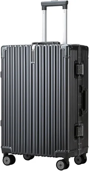 22in Aluminum Frame Carry-On Suitcase - Durable ABS PC with 4 Spinner Wheels, Blue Luggage for Travel(Gray,22in)