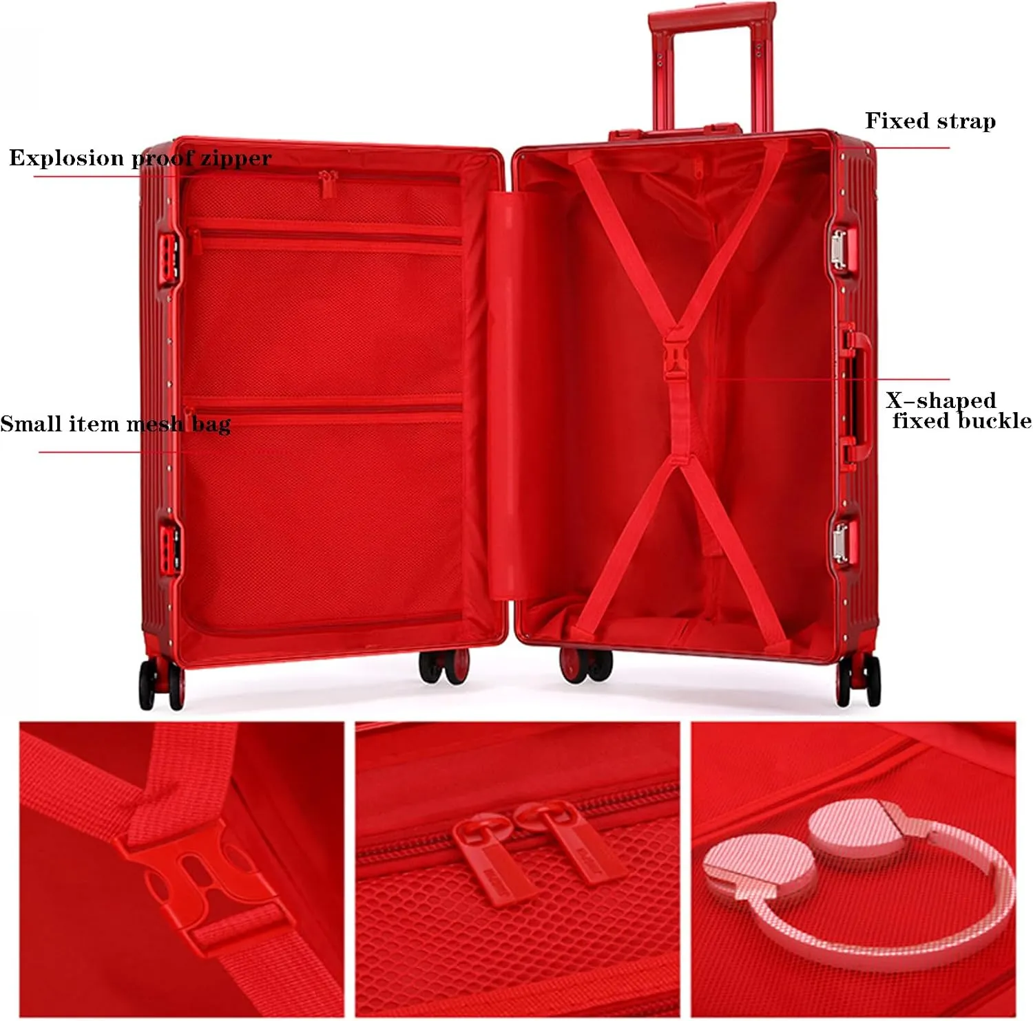 22in Aluminum Frame Carry-On Suitcase - Durable ABS PC with 4 Spinner Wheels, Blue Luggage for Travel(Silver,22in)