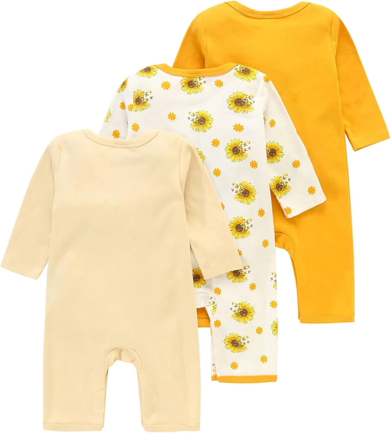3-Pack Baby Footless Rompers, Infant Cotton Coveralls Onesie Jumpsuit for Boys Girls