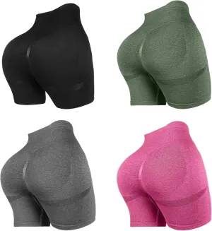 4 Piece Women Workout Shorts Tie Dye High Waist Butt Lift Shorts Tight Women Workout Gym Yoga Sports Shorts