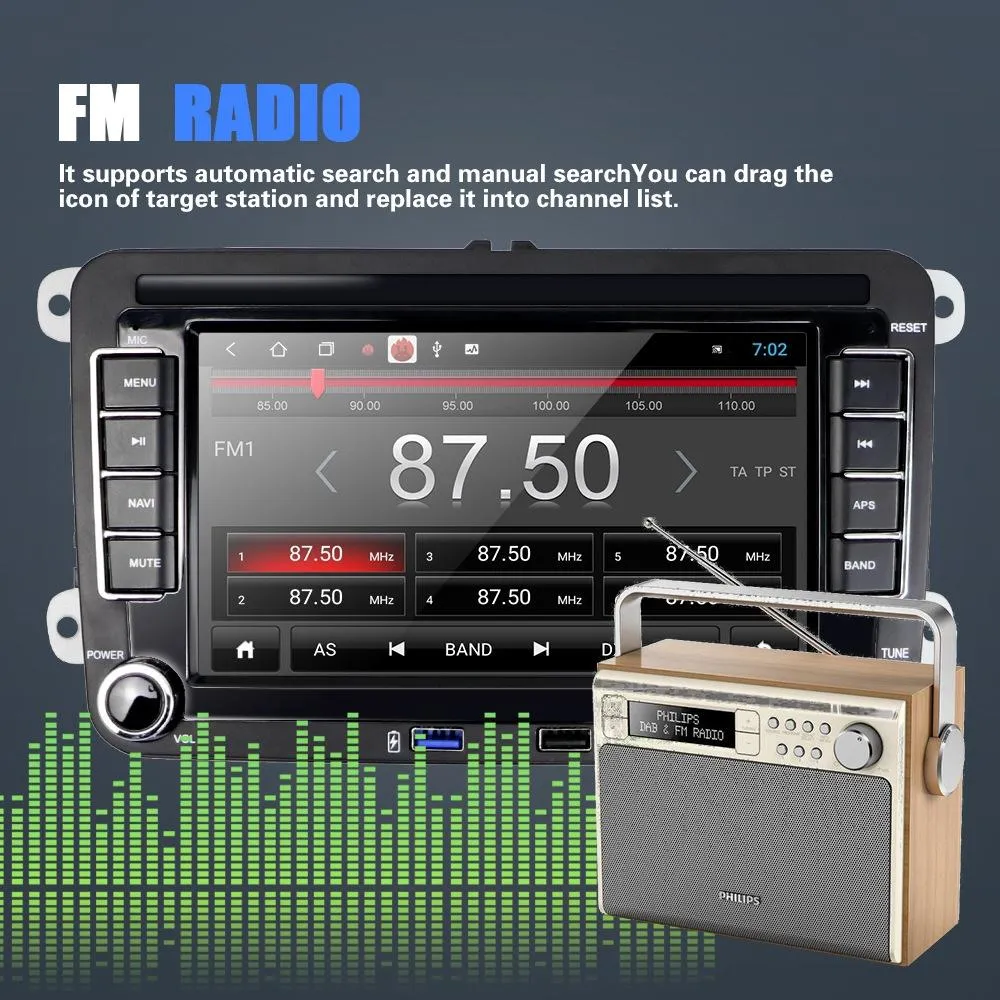 7 Inch Android Car Multimedia Player With Navigation & Bluetooth 2   32G - Standard   4Lights Camera - Fits Volkswagen