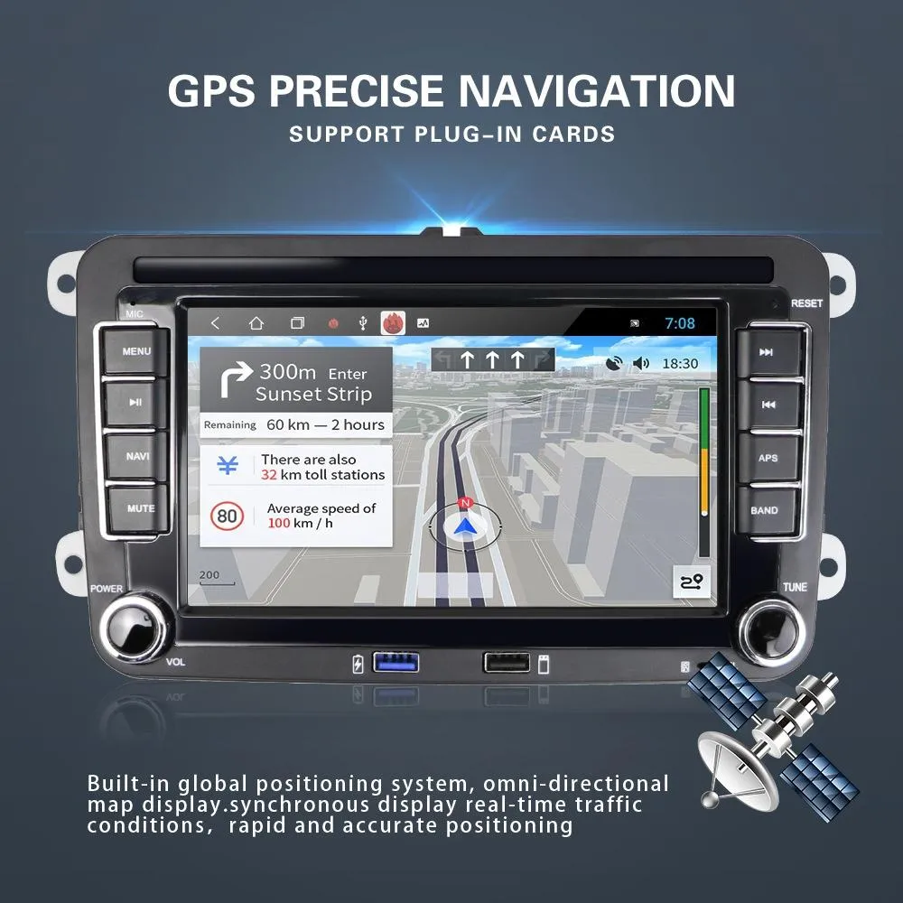 7 Inch Android Car Multimedia Player With Navigation Bluetooth Reversing Camera - Fits Volkswagen - Android 10.0 - 1   16G - Standard   12Lights