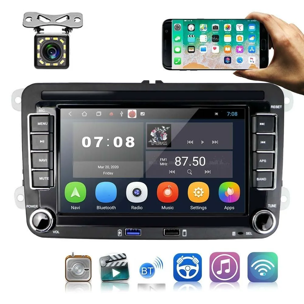 7 Inch Android Car Multimedia Player With Navigation Bluetooth Reversing Camera - Fits Volkswagen - Android 10.0 - 1   16G - Standard   12Lights