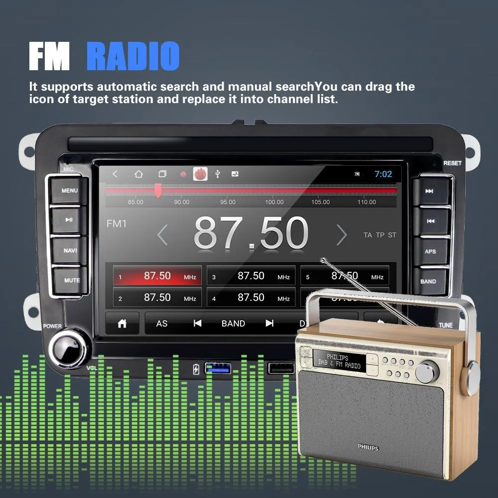 7 Inch Android Car Multimedia Player With Navigation Bluetooth Reversing Camera - Fits Volkswagen - Android 10.0 - 1   16G - Standard   12Lights