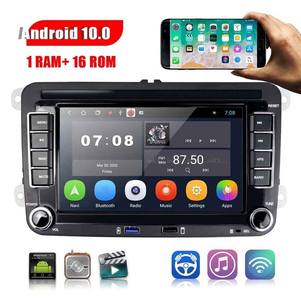 7 Inch Android Car Multimedia Player With Navigation Bluetooth Reversing Camera - Fits Volkswagen - Android 10.0 - 1   16G - Standard   12Lights