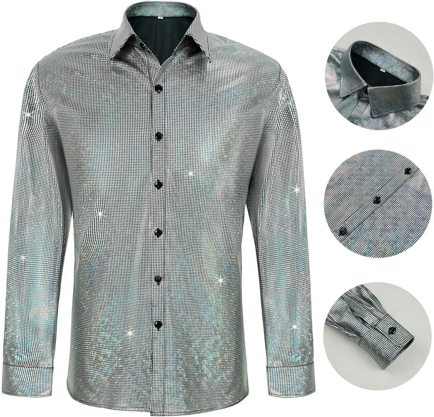 70s Outfits for Men 6 Pcs Disco Outfit Retro Costume with Bell Bottom Pants