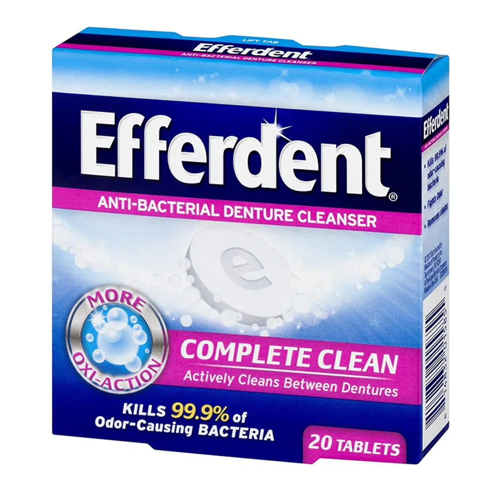 80 Ct Efferdent Denture Cleanser Tablets Antibacterial Whitening Complete Clean