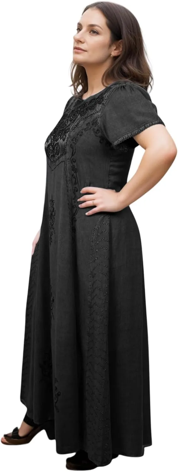 Agan Traders Women's 2025 Spring Sleeveless Maxi Dress for Women - Short Sleeve Embroidered Long Sun Dress Gown