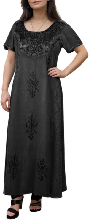 Agan Traders Women's 2025 Spring Sleeveless Maxi Dress for Women - Short Sleeve Embroidered Long Sun Dress Gown