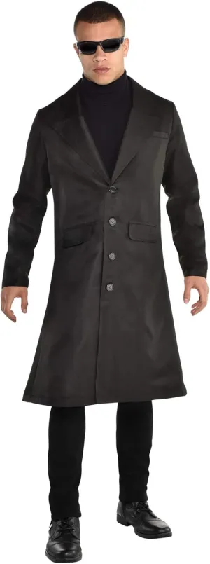 amscan Adult Long Black Trench Coat Costume