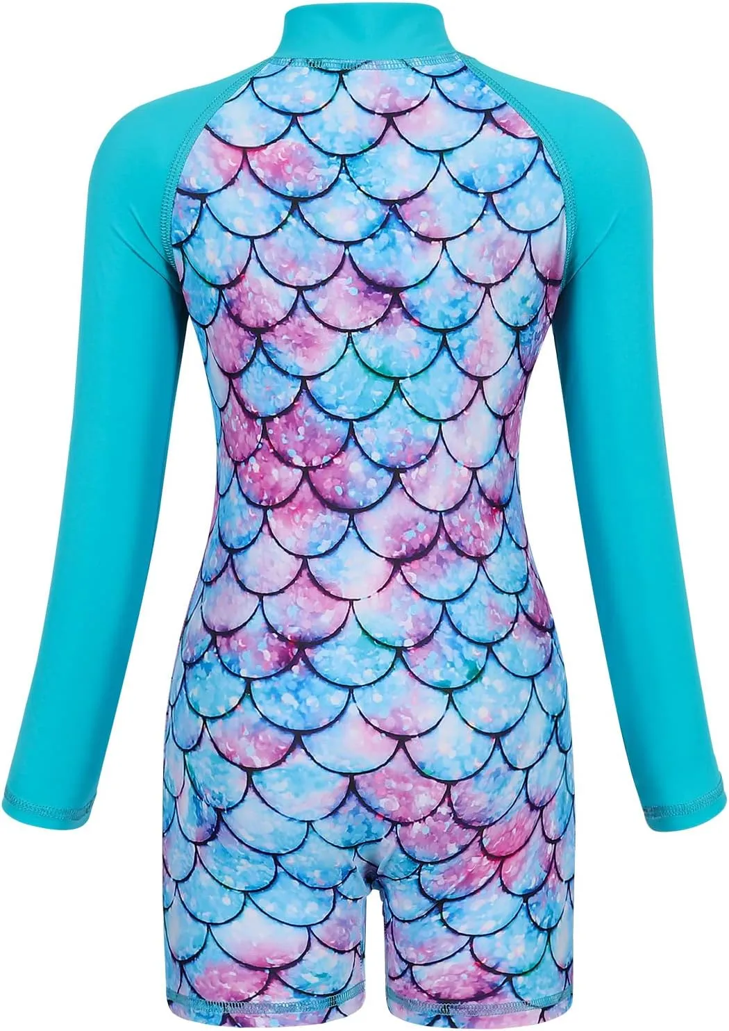 AmzBarley Girls Swimwear Mermaid Rash Guard Shirt One Piece Swimsuit Kids Fish Scale Bathing Suit UPF 50  Sunsuit 2-10 Years