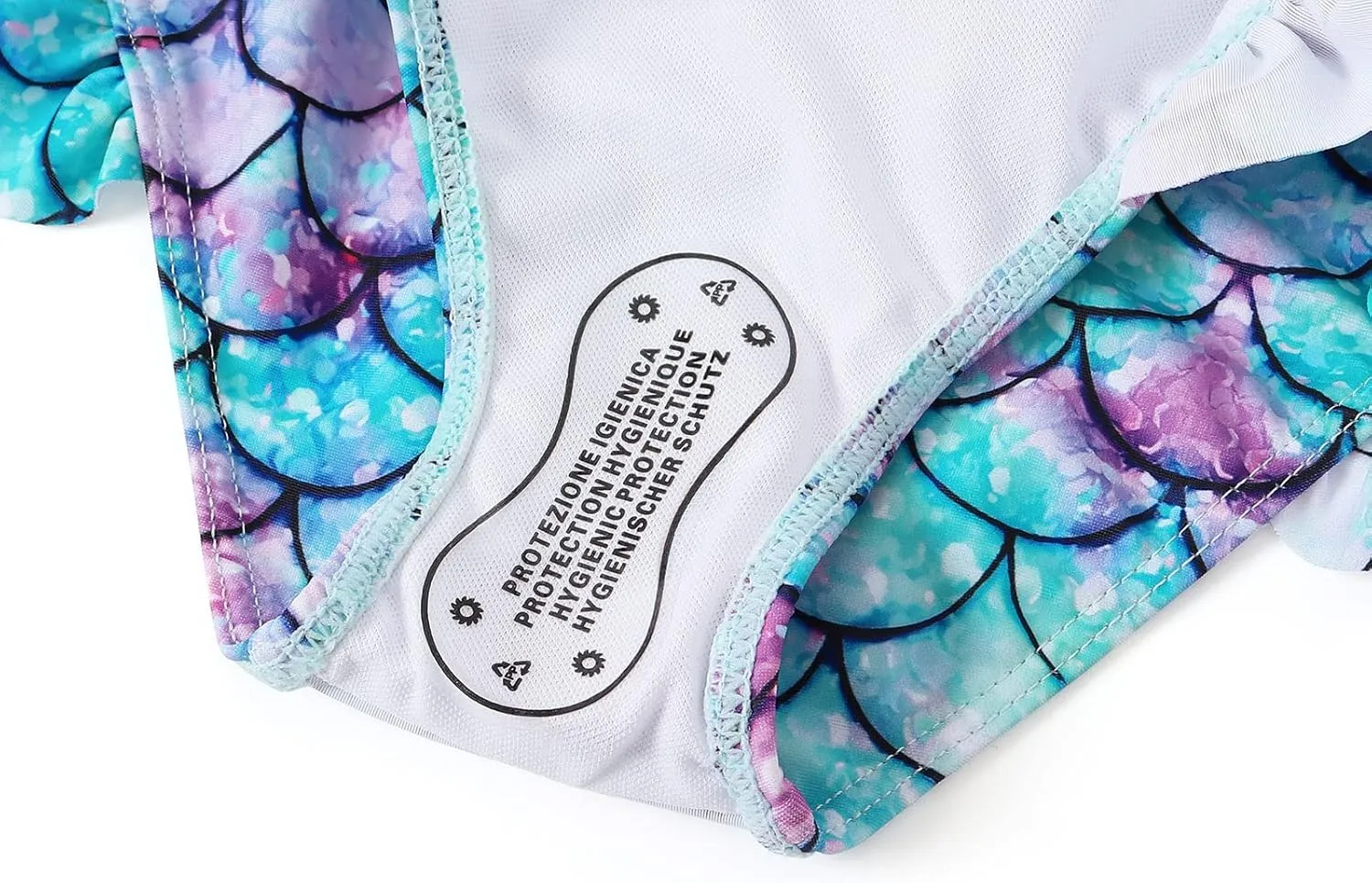 AmzBarley Girls Swimwear Mermaid Rash Guard Shirt One Piece Swimsuit Kids Fish Scale Bathing Suit UPF 50  Sunsuit 2-10 Years