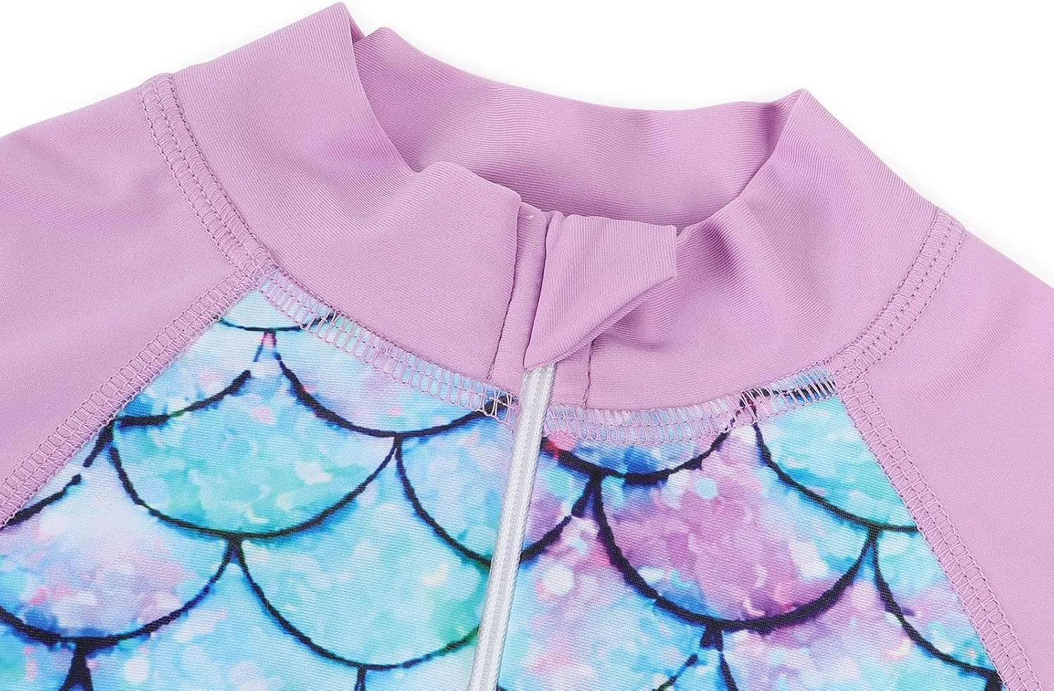 AmzBarley Girls Swimwear Mermaid Rash Guard Shirt One Piece Swimsuit Kids Fish Scale Bathing Suit UPF 50  Sunsuit 2-10 Years