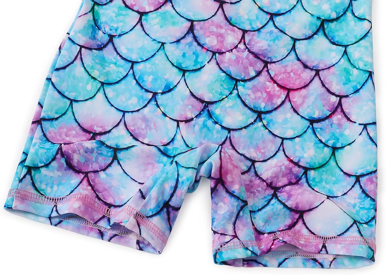 AmzBarley Girls Swimwear Mermaid Rash Guard Shirt One Piece Swimsuit Kids Fish Scale Bathing Suit UPF 50  Sunsuit 2-10 Years