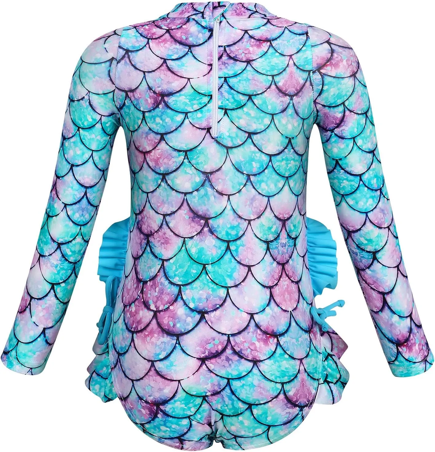 AmzBarley Girls Swimwear Mermaid Rash Guard Shirt One Piece Swimsuit Kids Fish Scale Bathing Suit UPF 50  Sunsuit 2-10 Years