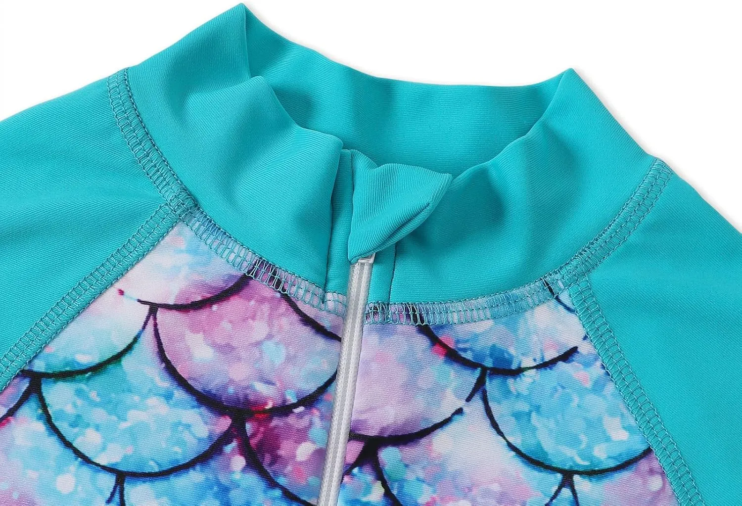 AmzBarley Girls Swimwear Mermaid Rash Guard Shirt One Piece Swimsuit Kids Fish Scale Bathing Suit UPF 50  Sunsuit 2-10 Years