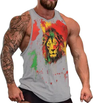 Animal Print Tank Tops for Men 2025 Summer Cotton Sport Tank Sleeveless Workout T-Shirts Athletic Undershirts