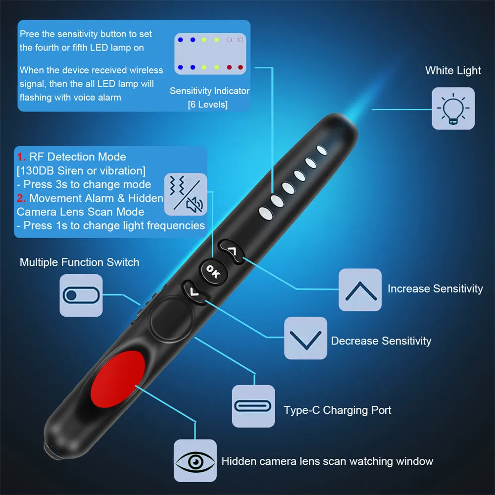 Anti-Spy Detection Pen | GPS Camera & Voice Bug Finder