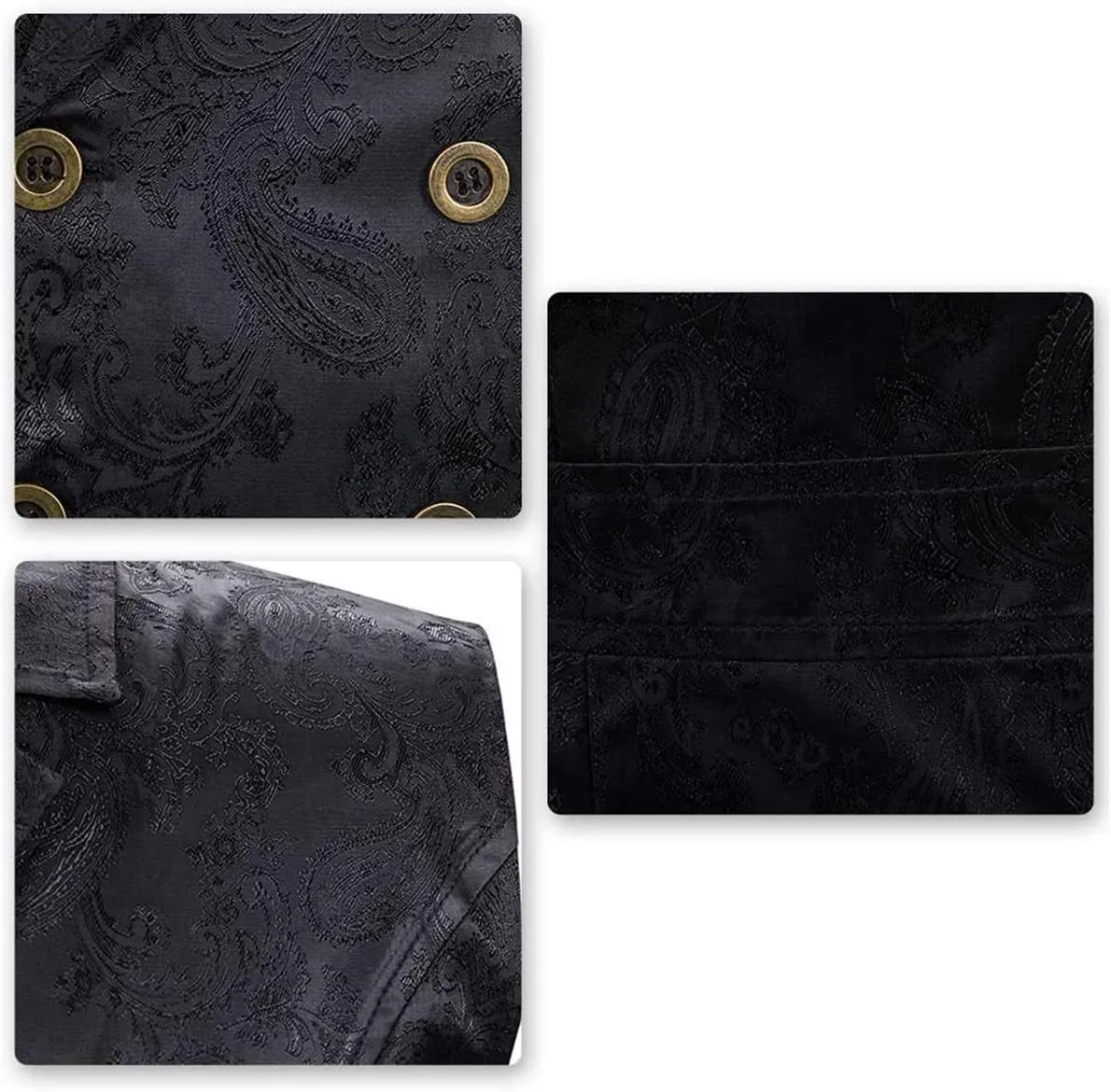 AOWOFS Men's Paisley Fashion Long Vest Casual Button Double Breasted Gothic Steampunk Waistcoat
