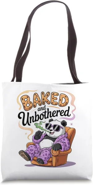 Baked and Unbothered Funny Stoner Panda Gift Tote Bag
