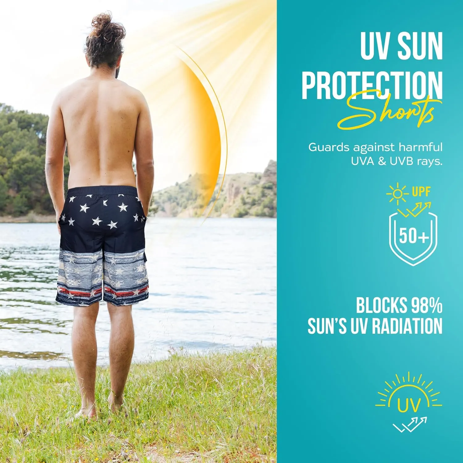 Banana Boat UPF 50  Sun Protection Four-Way Stretch Board Shorts Men's Quick Dry Shorts | Mens Swim Trunks | Beach Shorts