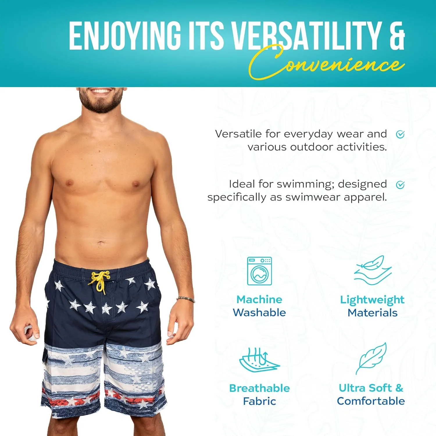 Banana Boat UPF 50  Sun Protection Four-Way Stretch Board Shorts Men's Quick Dry Shorts | Mens Swim Trunks | Beach Shorts
