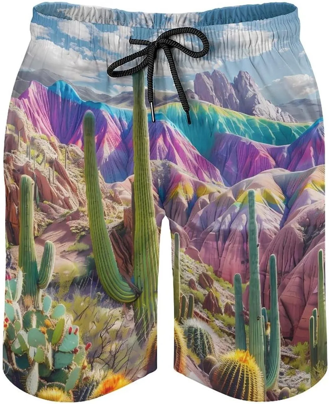 Beautiful Cactus in Arizona Men's Swim Trunks Quick Dry Board Shorts Breathable Summer Beach Shorts Bathing Suits