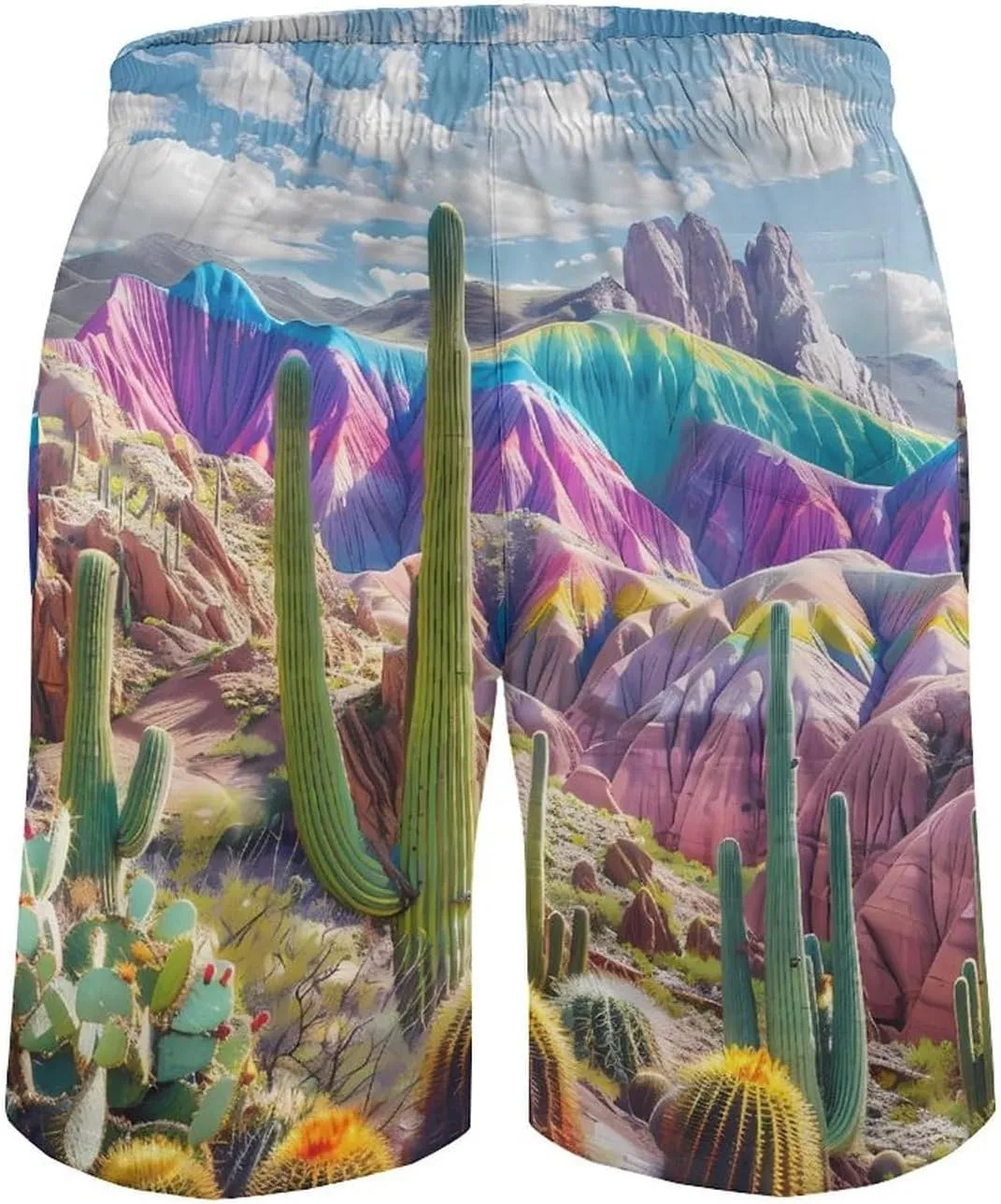 Beautiful Cactus in Arizona Men's Swim Trunks Quick Dry Board Shorts Breathable Summer Beach Shorts Bathing Suits