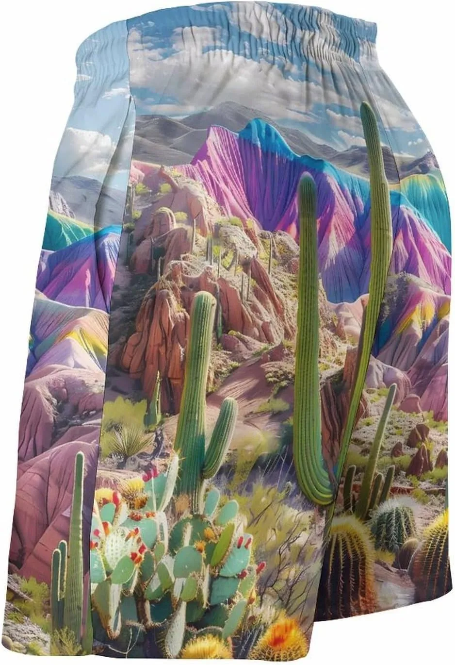 Beautiful Cactus in Arizona Men's Swim Trunks Quick Dry Board Shorts Breathable Summer Beach Shorts Bathing Suits