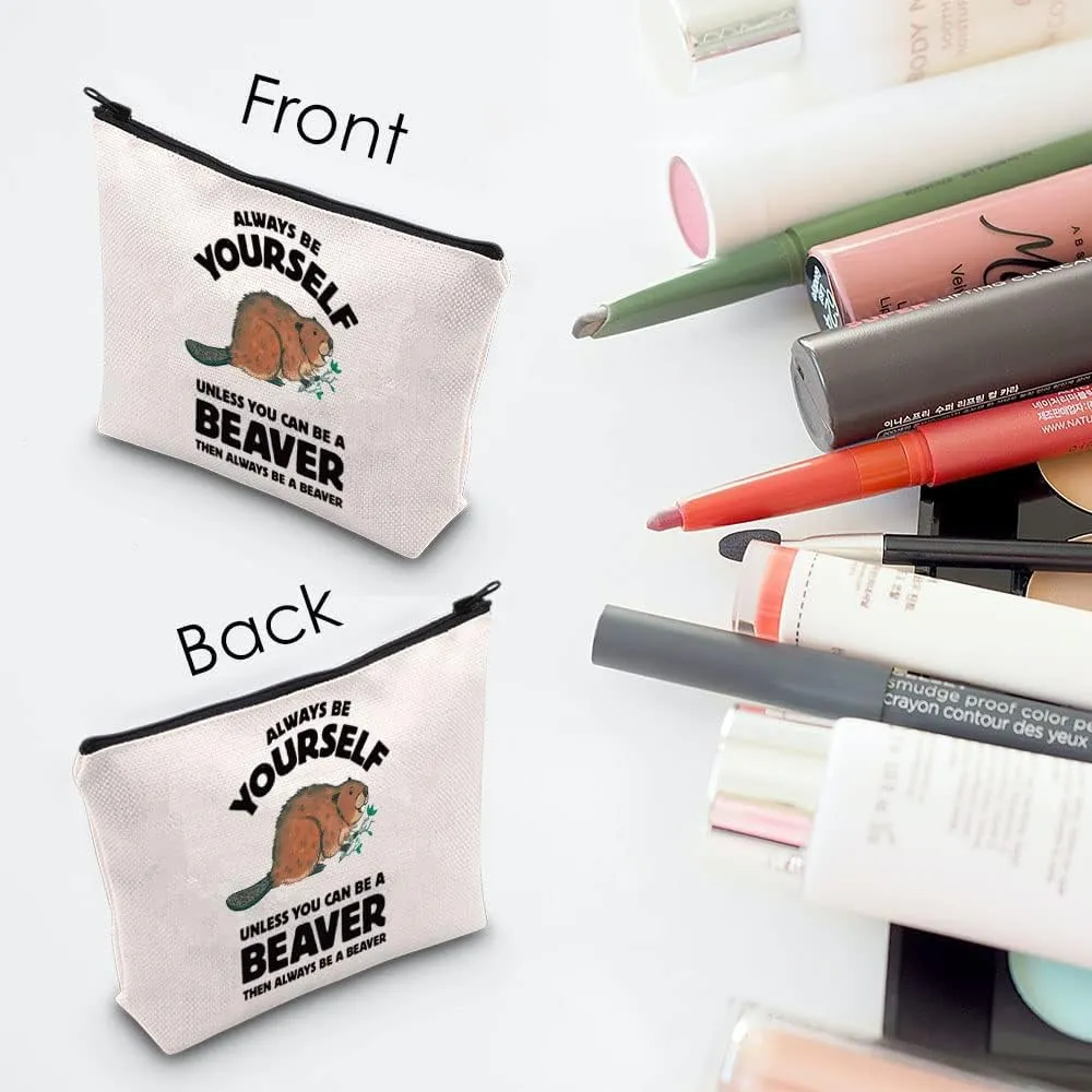 Beaver Lover Gift Beaver Cosmetic Make up Bag Beaver Makeup Zipper Pouch Bag for Women Girls (Beaver)
