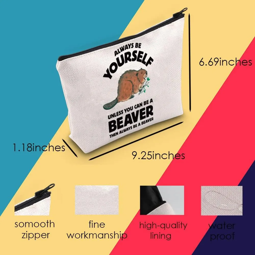 Beaver Lover Gift Beaver Cosmetic Make up Bag Beaver Makeup Zipper Pouch Bag for Women Girls (Beaver)