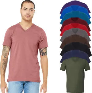 Bella Canvas Mens V-Neck T-Shirt, Unisex Short Sleeve Tee, Set of 10,S Multicolor