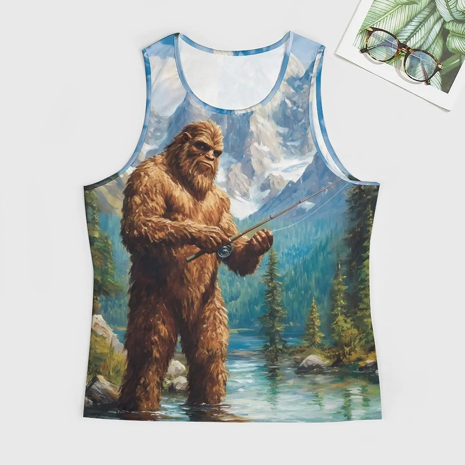 Bigfoot Fishing Men's Activewear Tank Tops Gym Sleeveless Muscle T Shirts Workout Tees Vest