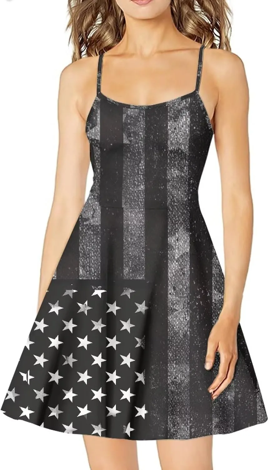 Biyejit Women Casual Loose Dress Strap Long Summer Beach Swing Dress