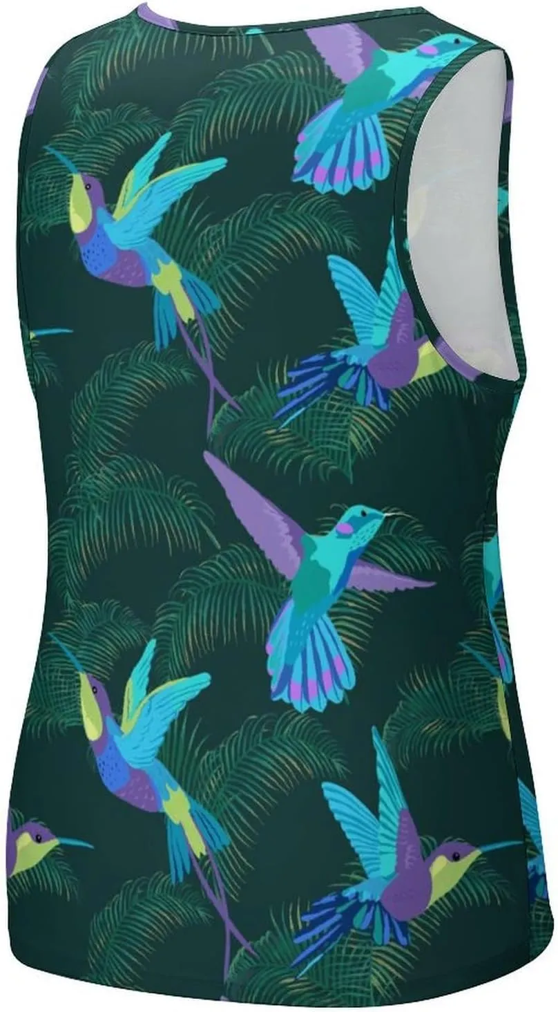 Blue Hummingbirds Men's Tank Tops Summer Sleeveless T-Shirts Gym Workout Tee Casual Beach Tee