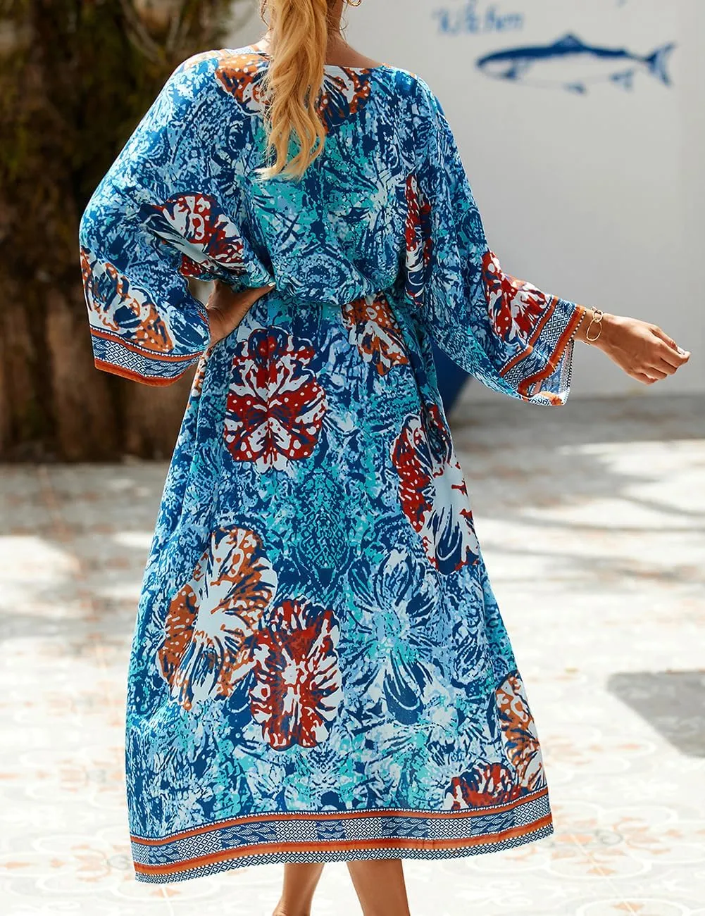 Bsubseach Kimono Swimsuit Cover Ups for Women Robe Pool Cover Up Long Beach Dress Colorful Cardigan for Swimwear