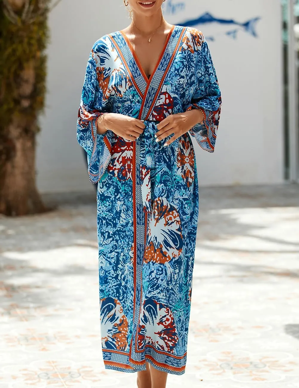 Bsubseach Kimono Swimsuit Cover Ups for Women Robe Pool Cover Up Long Beach Dress Colorful Cardigan for Swimwear