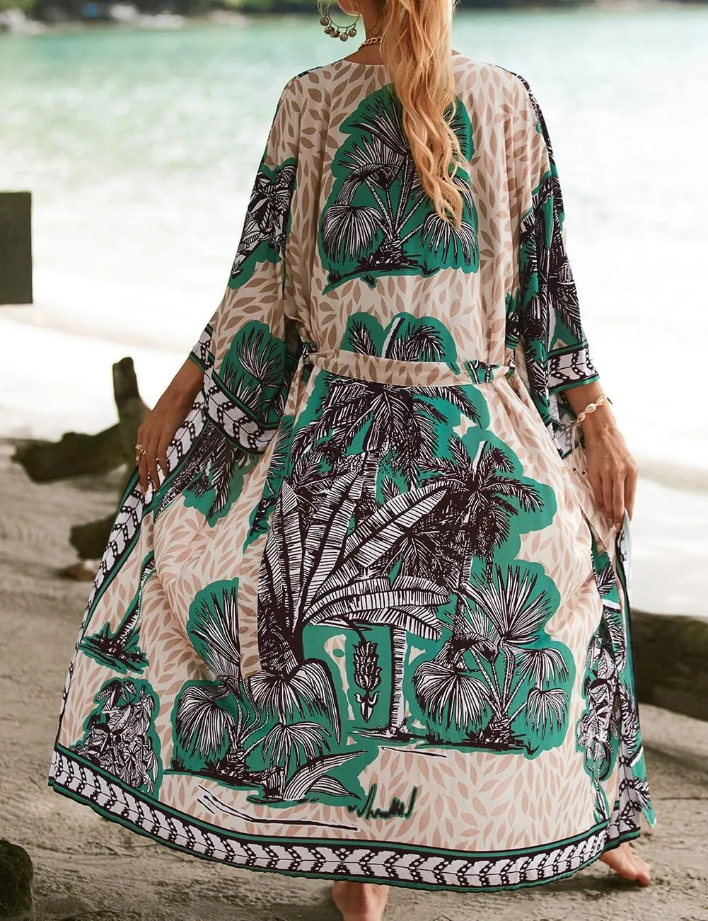 Bsubseach Kimono Swimsuit Cover Ups for Women Robe Pool Cover Up Long Beach Dress Colorful Cardigan for Swimwear