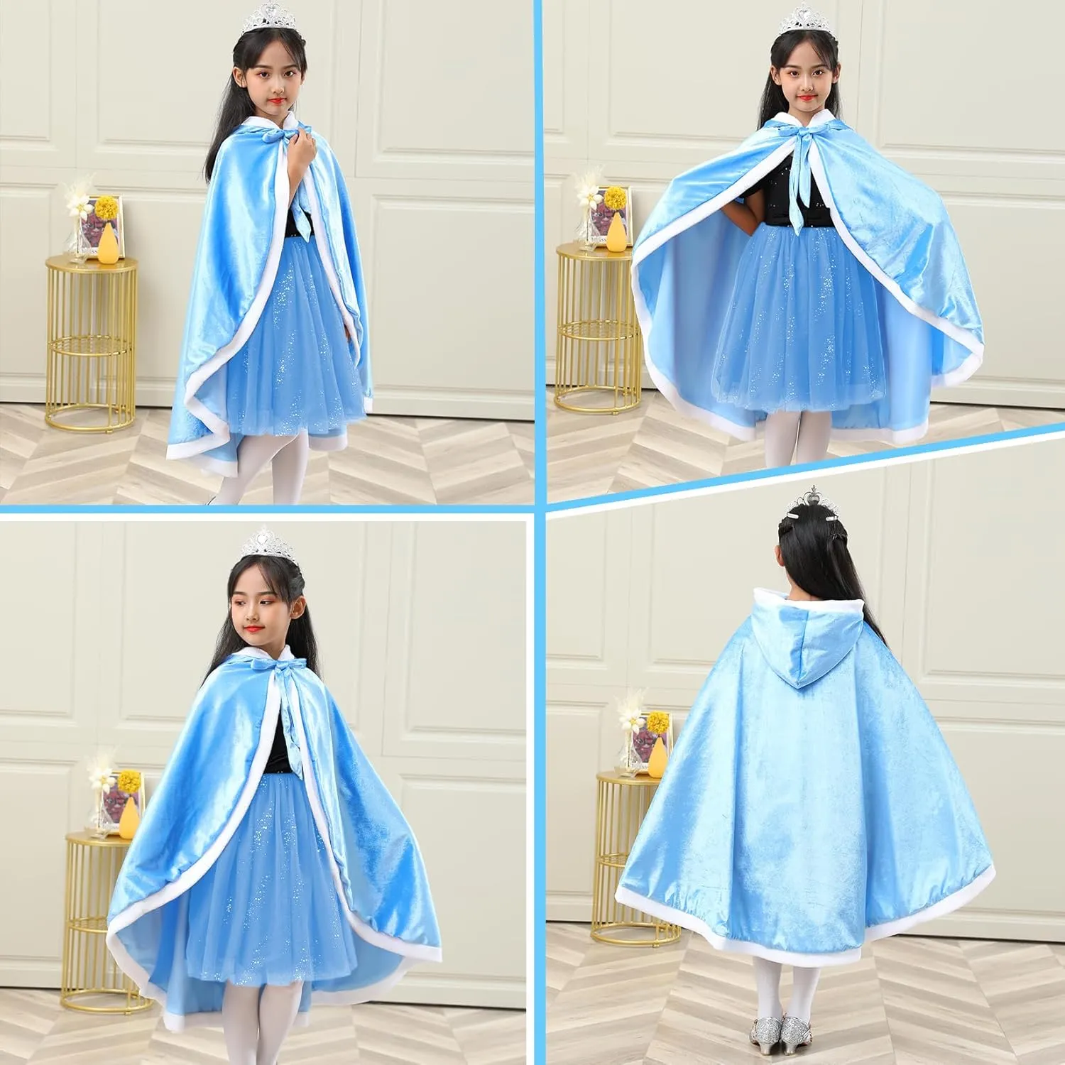 Century Star Girl Fur Princess Cape with Hood Girls Cloak for Little Girls Christmas