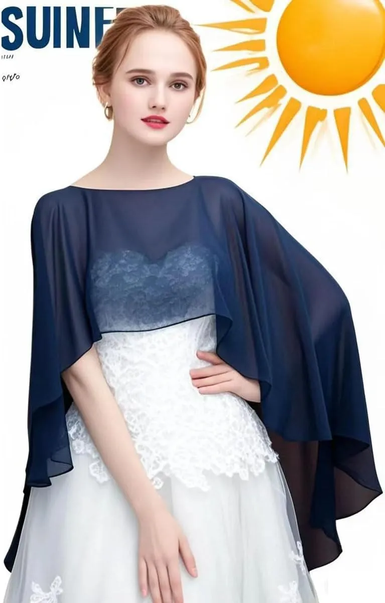 Chiffon Solid Color Pullover Cloak Extended Batwing Chiffon Shawl Tops For Women