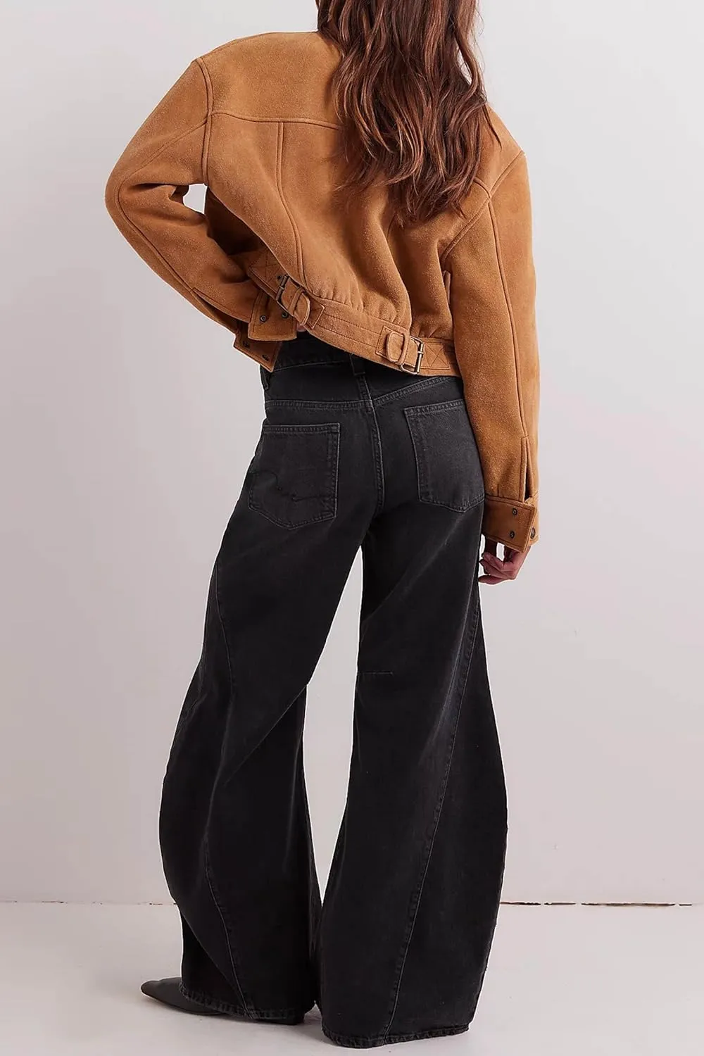 Cicy Bell Womens Baggy Bell Bottom Jeans High Waisted Flare Barrel Wide Leg Stretchy Denim Pants