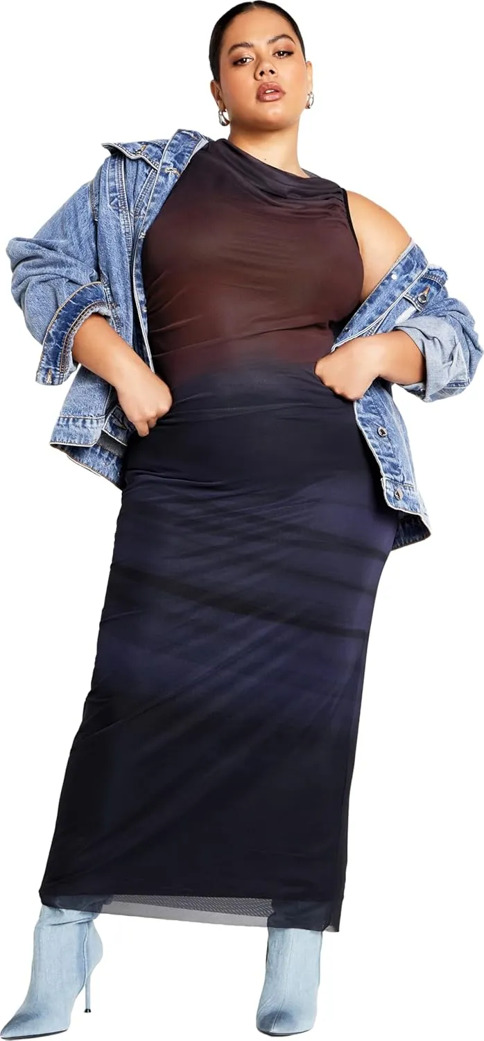 City Chic Women's Apparel Women's Plus Size Jordan Print Maxi Dress