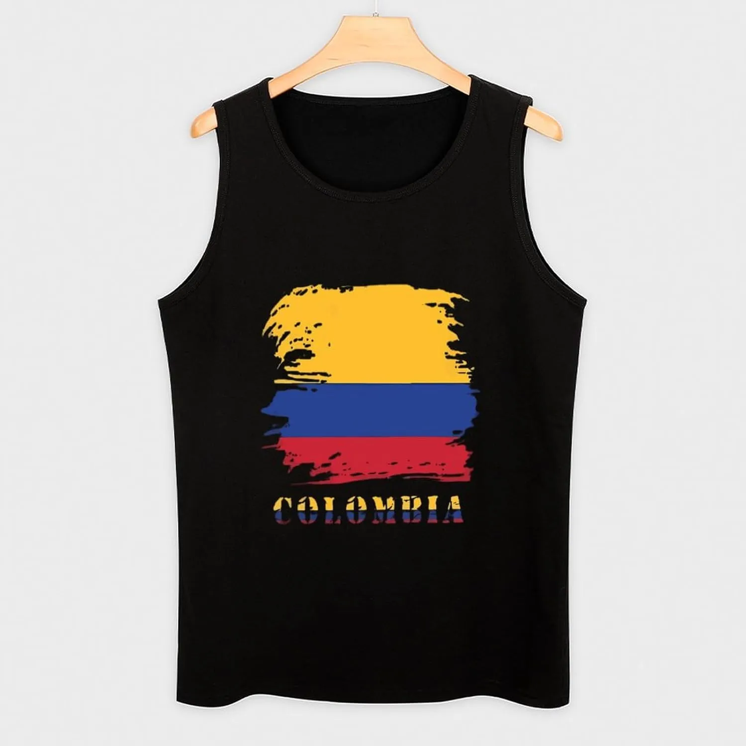 Colombia Flag Mens Tank Top Cotton Undershirt Crewneck Sleeveless Shirt for Summer