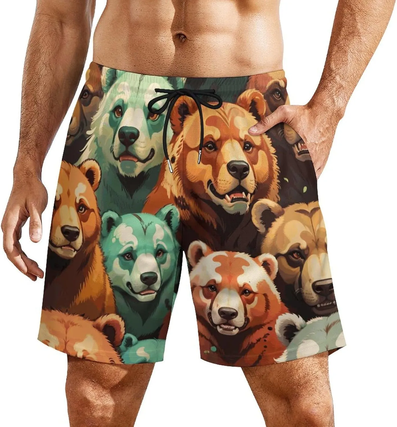 Colorful-eagle Mens Swimming Trunks Board Shorts Beach Shorts with Pockets Bathing Suits