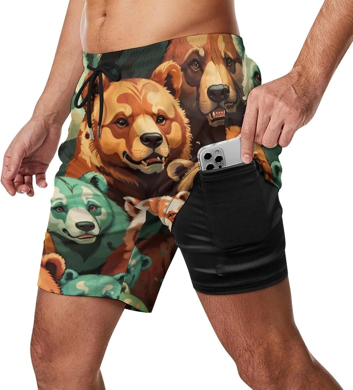 Colorful-eagle Mens Swimming Trunks Board Shorts Beach Shorts with Pockets Bathing Suits