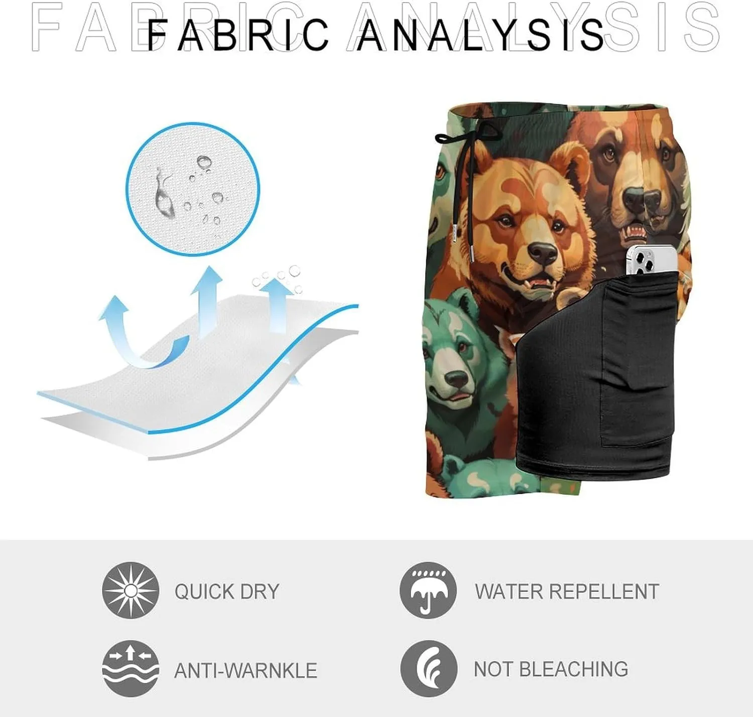 Colorful-eagle Mens Swimming Trunks Board Shorts Beach Shorts with Pockets Bathing Suits