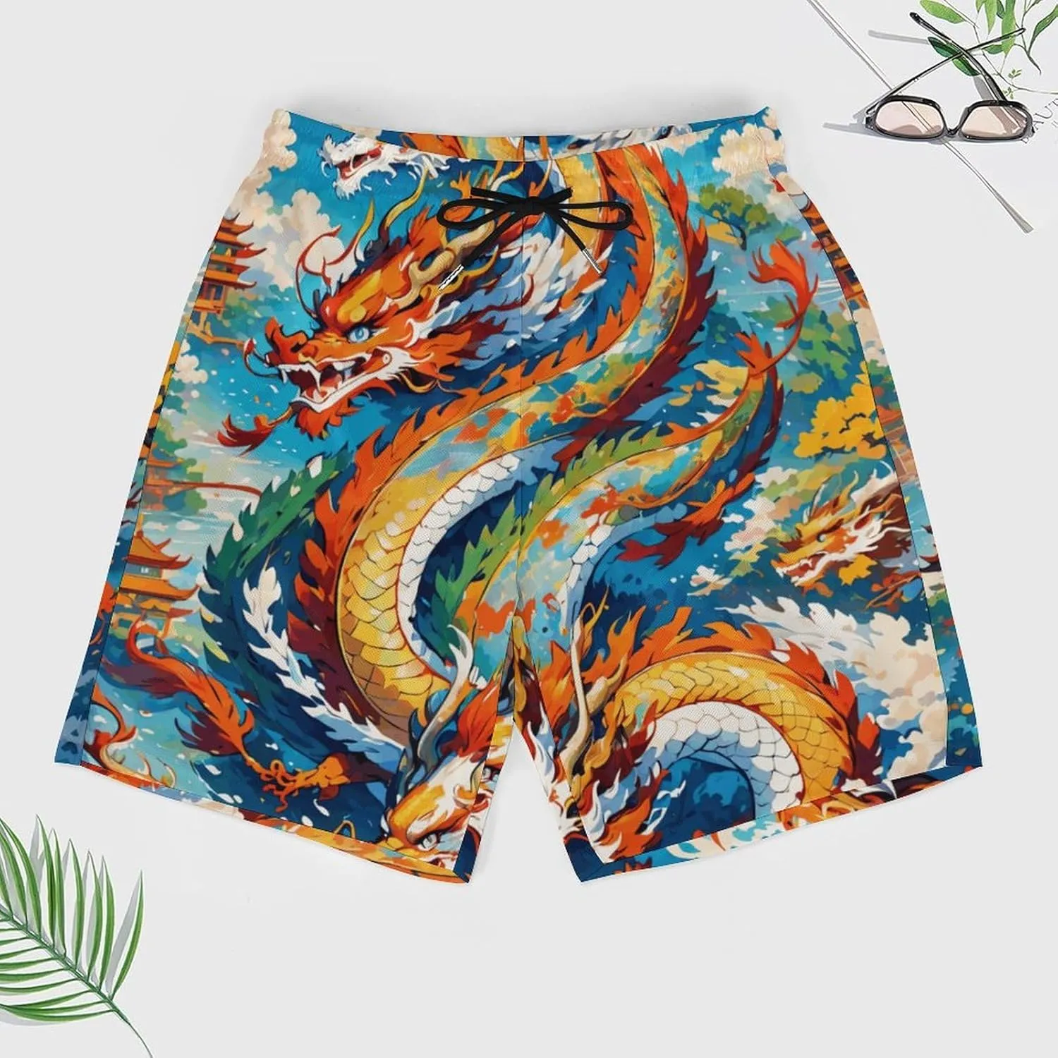 Colorful-eagle Mens Swimming Trunks Board Shorts Beach Shorts with Pockets Bathing Suits